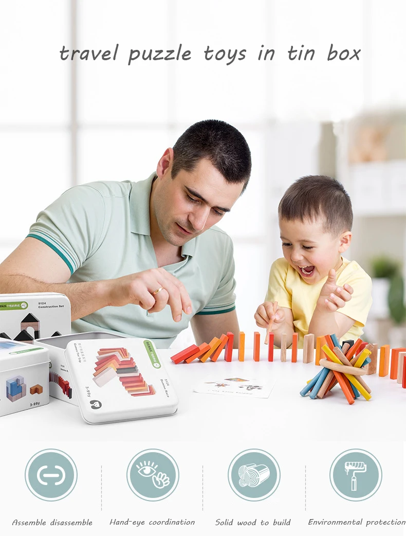 

Children Early Learning Cognitive Toys Travel Iron Box 3D Wooden Puzzle Jigsaw Cube Puzzle Gyro Baby for Boys and Girls