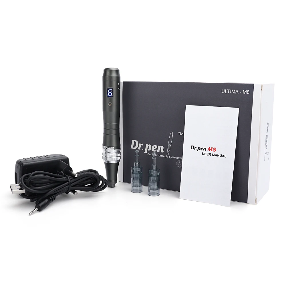 Velocidade com Fio Rejuvenescimento da Pele Caneta Microneedle Digital 6 Derma Automática Soro Anti-envelhecimento Terapia Máquina Facial Dr. m8 17 velocidade com fio derma caneta automática soro