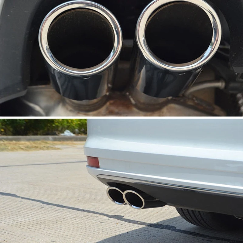 2Pc Steel Auto Car Exhaust Muffler Tip Tail Pipe Trim Covers for Jetta MK6 1.4T Golf 6 MK7 Bora Scirocco Tiguan A4 Q5 | Автомобили и