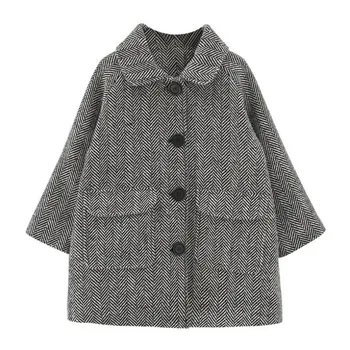 

High Quality 2019 Kids Girls Wool Coat Autumn Winter Korean Long Single-breasted Thicken Outwear For 2-8Yrs New Toddler Clothes