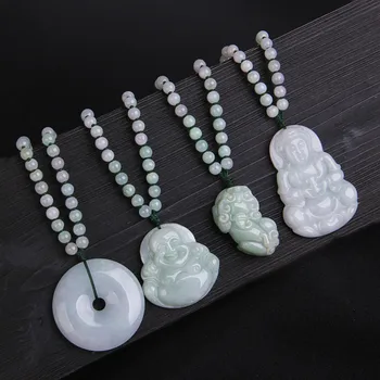 

Jade Pendant Burmese Emerald Pendant Necklace Jadeite Buddha Sweater Chain Men and Women Models Lucky Pendant Wholesale Natural