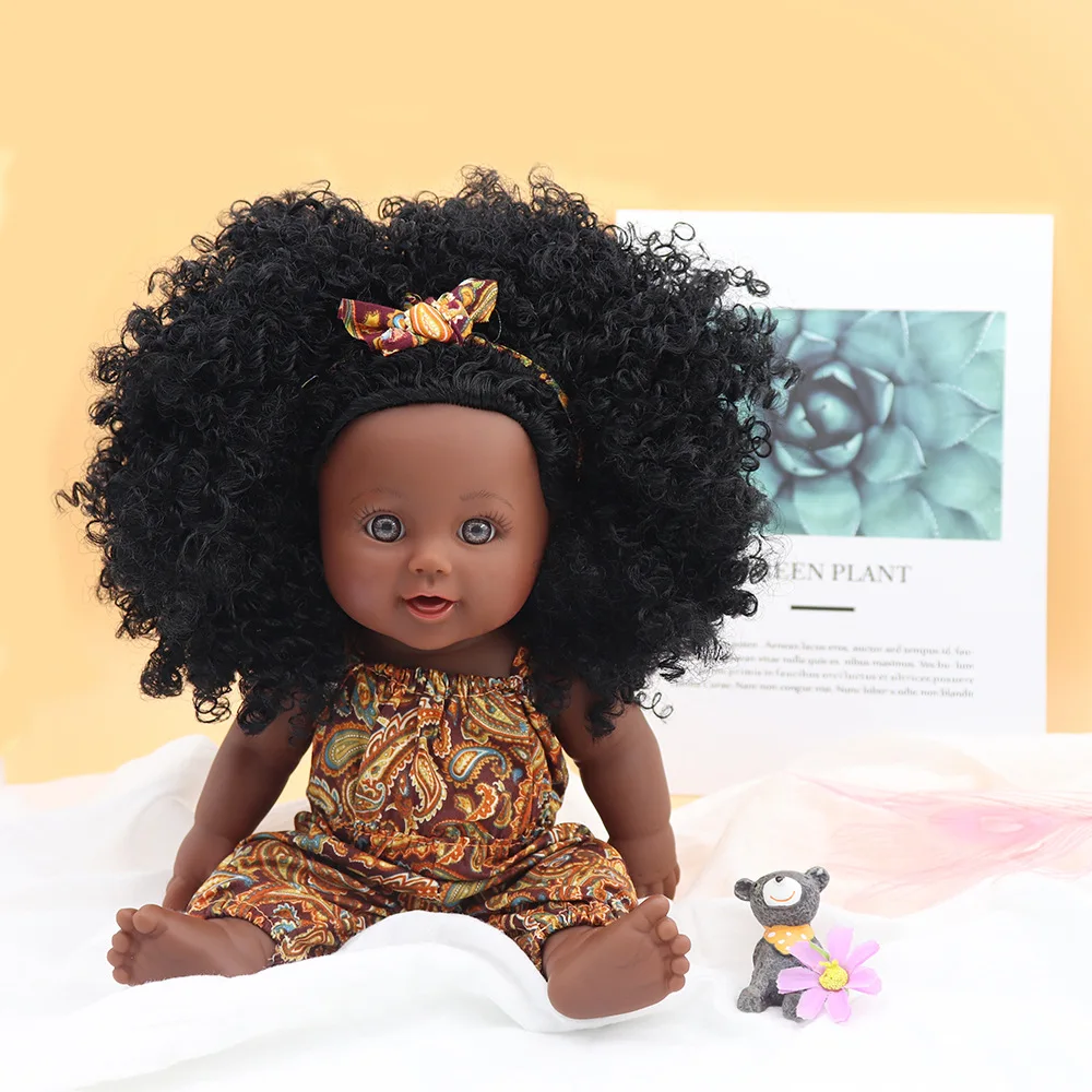 

Simulation Baby Dolls Curly African Doll Silicone Doll Hairdressing Doll Children's Toys Collection Gifts