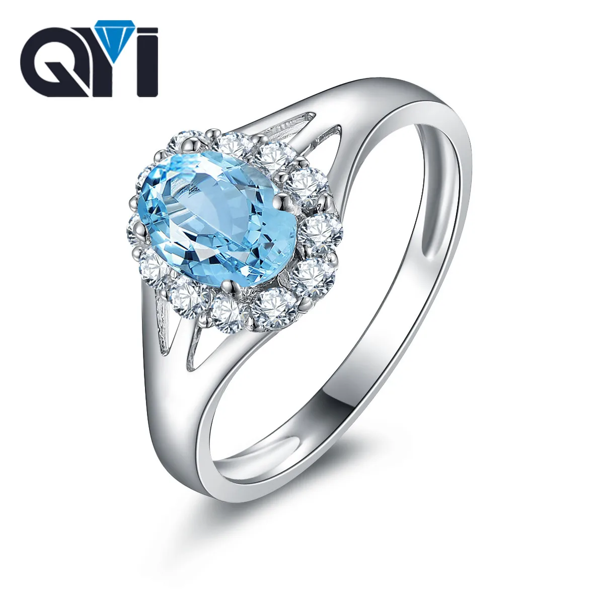 Женское кольцо с натуральным топазом QYI обручальные кольца из стерлингового