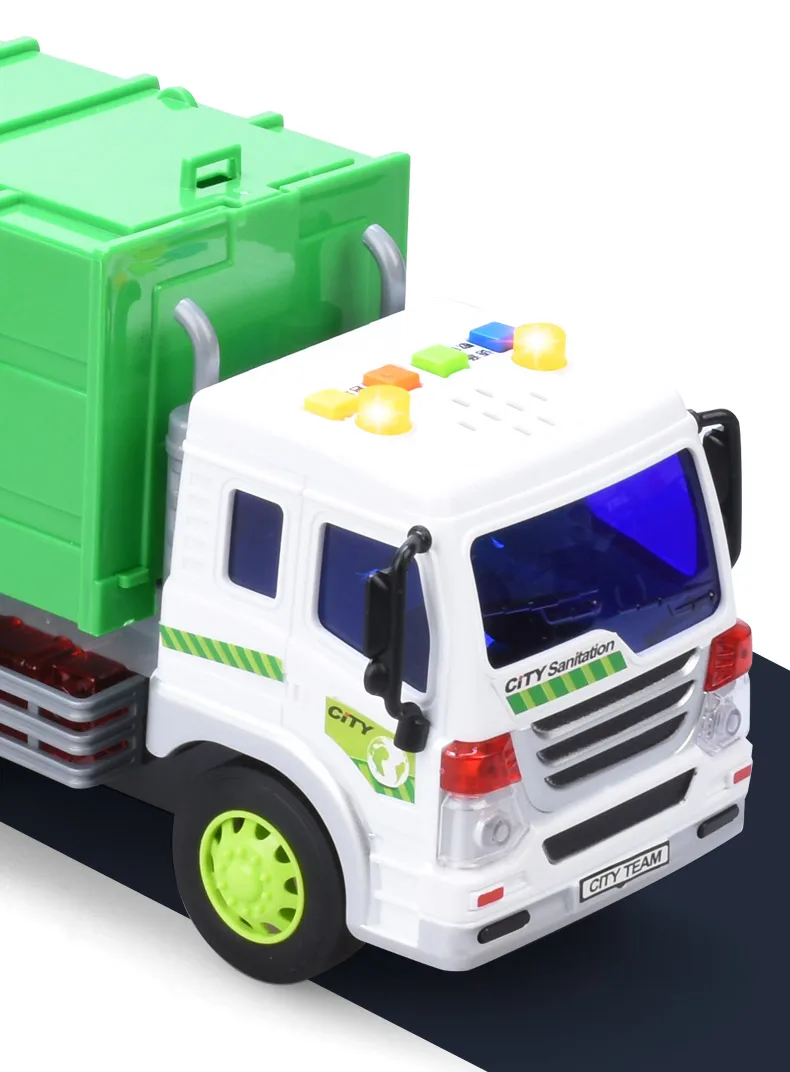 Инерционный разбрызгиватель большого размера санитарный чистый автомобиль музыкальный мусоровоз E-Bike детская игрушка Категория продукта ребенок имеет