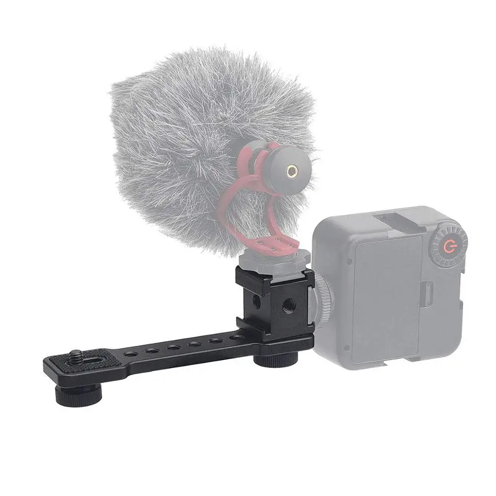 

3 in 1Triple Cold Shoe Mount Plate Microphone Stand LED Video Light Extend Bracket for Zhiyun Smooth 4 Osmo Mobile 2 3 Gimbal