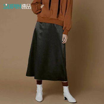 

SUPIN Spring Women A-line Skirt Fashion Solid High Waist Loose Elegant Female Mid Long Skirt 518387040