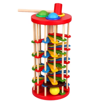 

Woody Portable and Practical Knock The Ball Falls Ladder Toys Wooden Fancy Table Rolling Ball Ladder Model Safe and Innovative