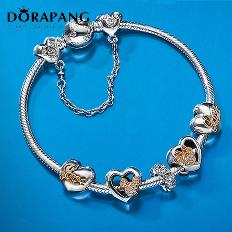 

NEW Genuine European Style 100% 925 Sterling Silver Crystal Lovely Charm Bracelet for Women DIY Beads Fishion Jewelry