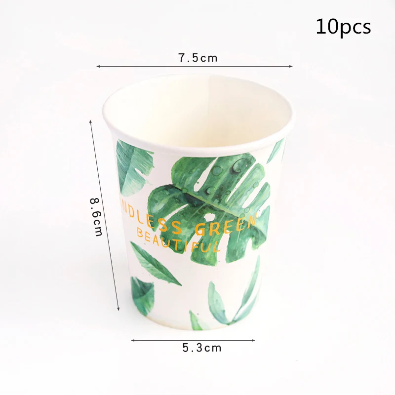 OLOEY Tropical Flamingo Birthday Supplies Flamingo Palm Leaf Disposable Plates/Cups/Paper Summer Party Hawaii Party Decor - Цвет: Cup 10pcs