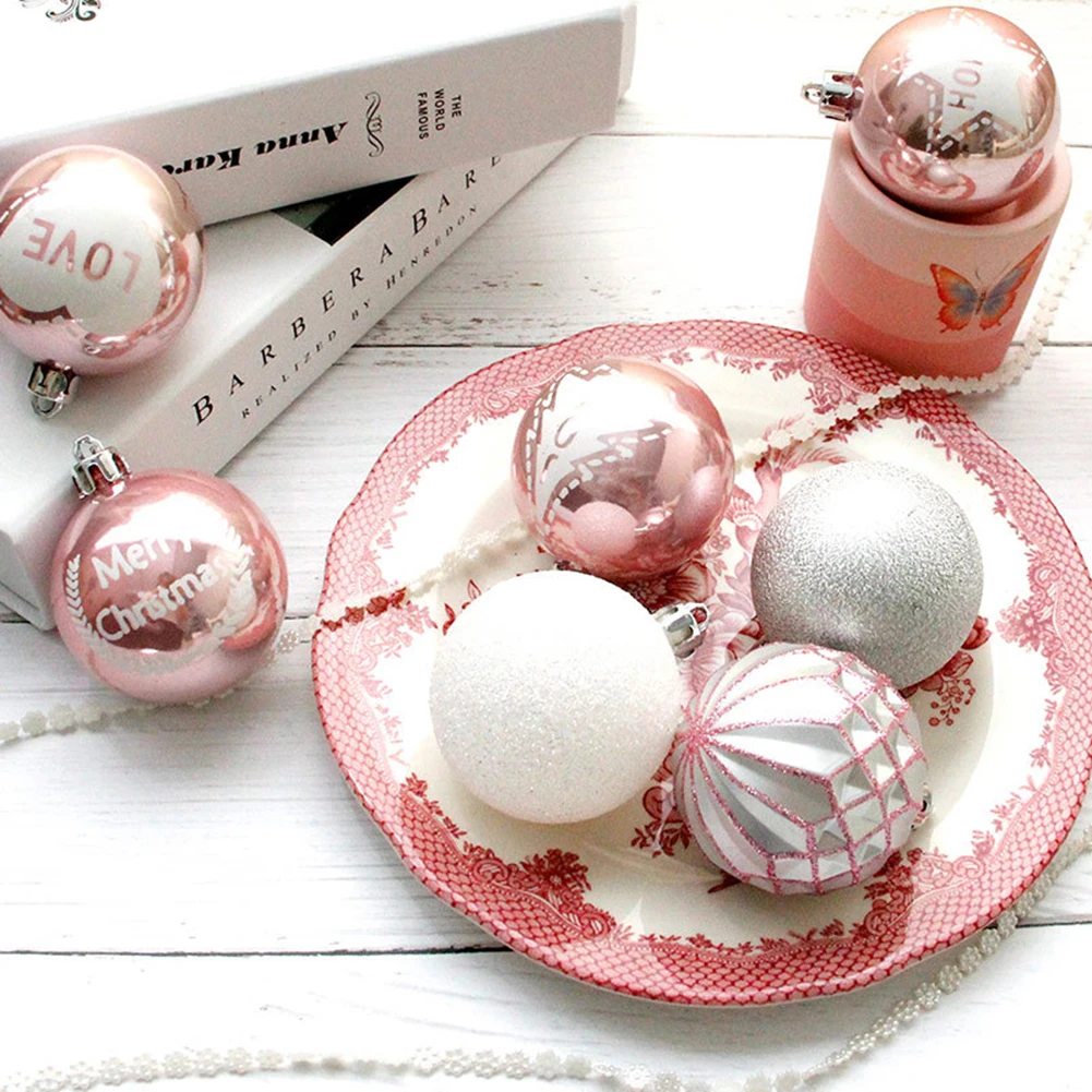 20 шт Рождественские шары для рождественских украшений, домашний праздничный и вечерние принадлежности, розовый серебряный шар для новогоднего орнамента