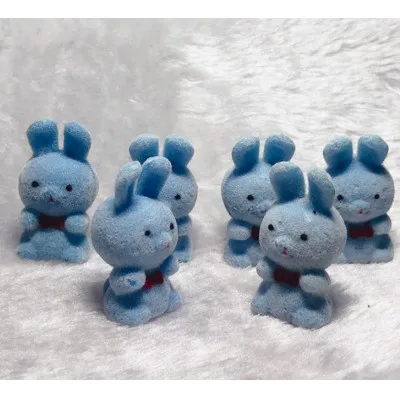 Озерный синий 20pcs/lot Lovely Cute Velvet Pink Bunny Toys Girls Toys Rabbit Birthday Gift Home Decoration Key Chains For Bags - Цвет: Озерный синий
