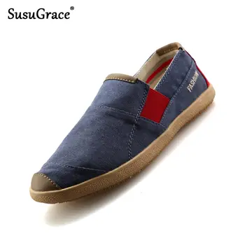 

susugrace men summer casual canvas shoes flats slip-on loafers breathable hard-wearing drive zapatos de hombre fashion unisex