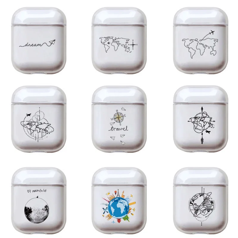 Роскошные Карта туда и обратно шаблон для Apple Airpods чехол милый прозрачный жесткий