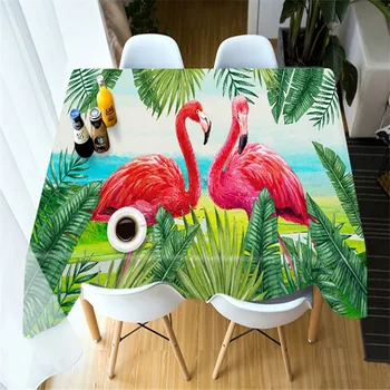

3D Red Flamingo Animal Pattern 3D Round Tablecloth Washable Polyester Cotton Rectangular Dining Table Cloth for Wedding Banquet