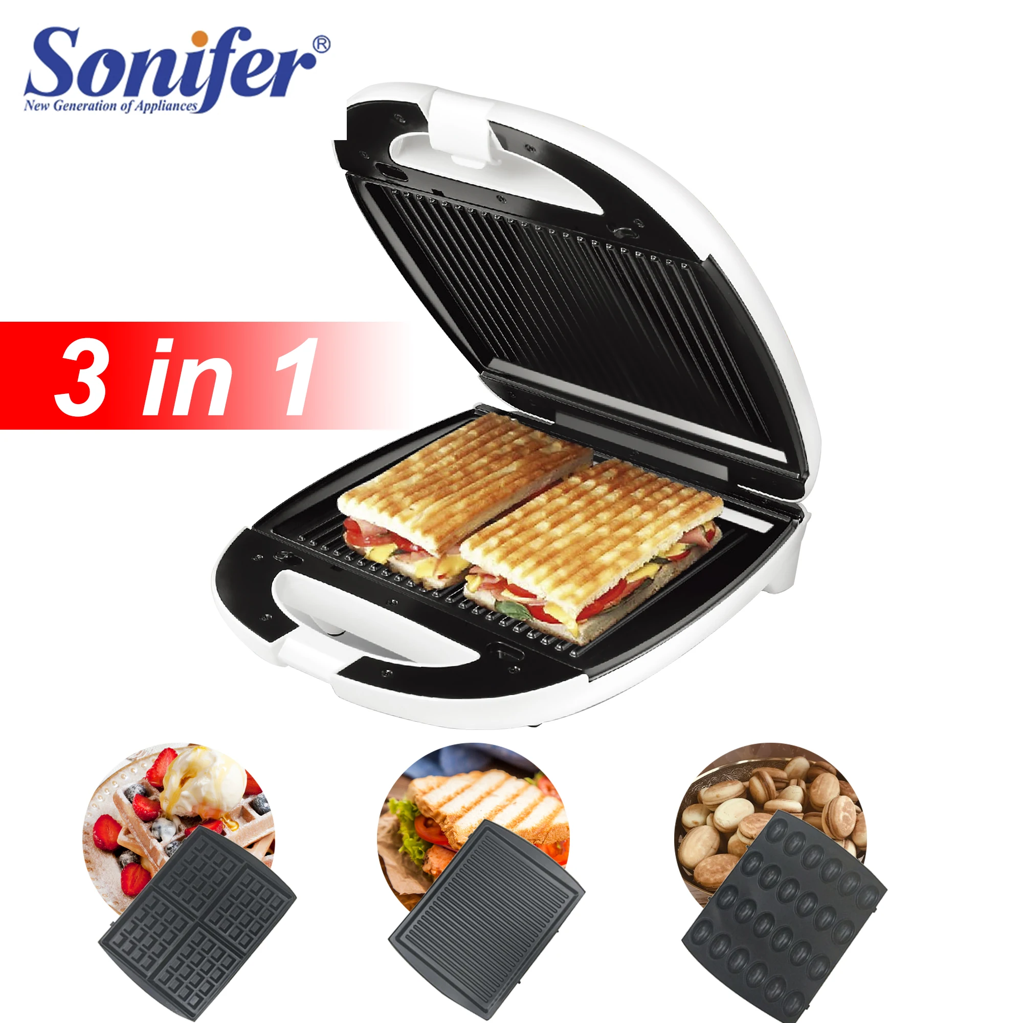 

1200W Electric Waffles Maker Sandwich Machine Bubble Egg Cake Oven Kitchen Breakfast Bubble Waffle Donuts Multi-baker Sonifer