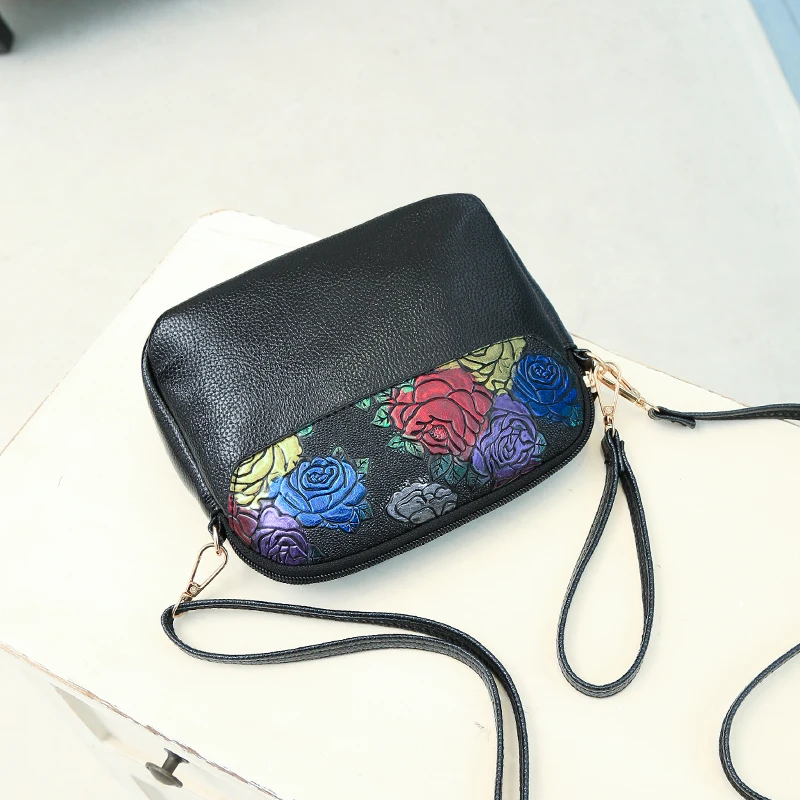 Creative Wallet Large Capacity Cross Body Bag Dual Purpose Shoulder Bag  Retro Hand-painted High Quality PU Leather Female Bag