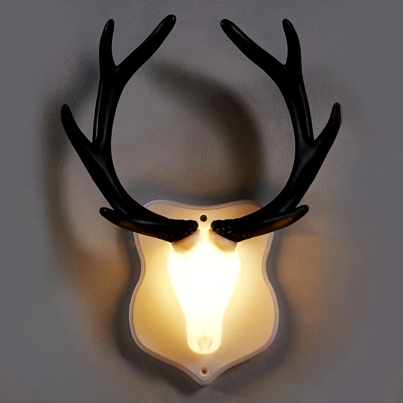 Ночник в виде головы оленя, Домашний Светильник в форме животного, Европейский современный простой тип вставки, украшение высокого качества, настенный светильник для прохода s