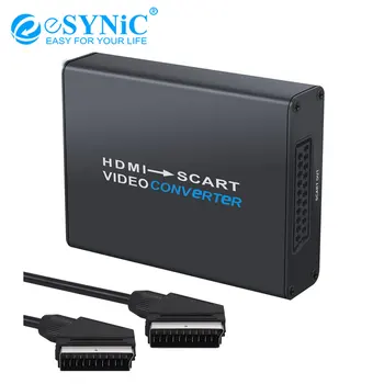 

eSYNiC Alloy HDMI to Scart Converter Support PAL/NTSC output HDMI input 1080P Composite HD Videos Stereo Audio Adapter for TV HD