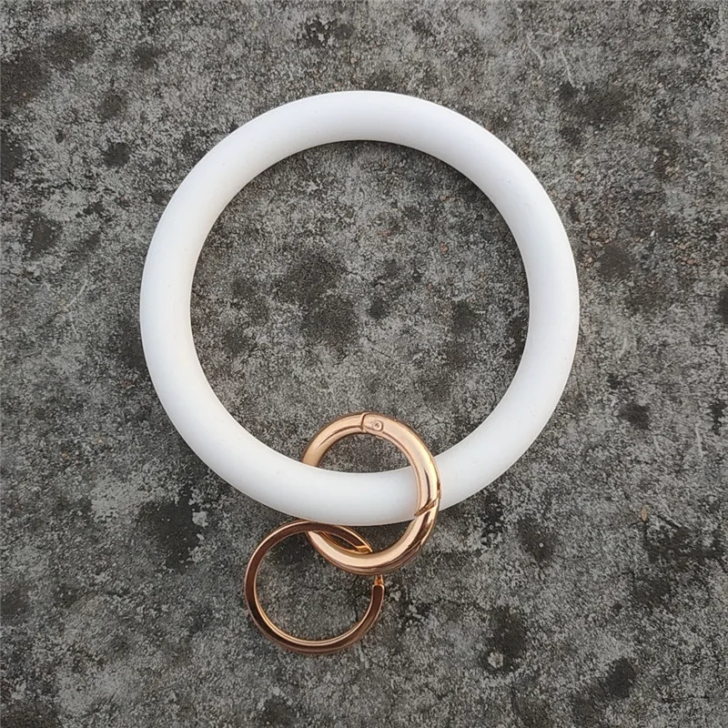 SEDmart Мода O силиконовые браслеты брелок для женщин Модный блесток преувеличенный круг кольцо для ключей Ремешок Браслет ювелирные изделия - Окраска металла: 3