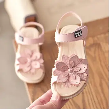 

Girls Sandals Big Flowers Sweet Soft Children's Beach Shoes Kid Summer Non-slip Sandals Fashion Cute High Quality Princess Shoes