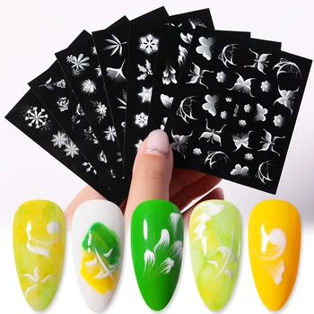 

1 3D Nail Sticker Daisy Colorful Flower And Leaf Pattern Nail Decal Stickers Summer Nail Sticker Art Decorations