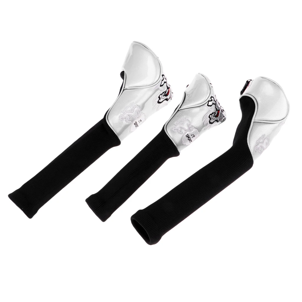 3 Pack Durable Skull Head Golf Cover Headcover for Driver Fairway Wood
