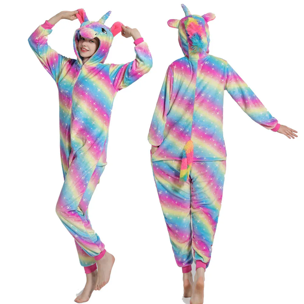 Fox Panda Anime Unicorn Kigurumi Pajamas Family Pajamas Sets One Piece Adult Hooded Jumpsuits Pijamas Unisex Sleepwear