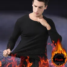 Мужское термобелье плюс плюшевая нижняя рубашка зимний поиск сохраняющая тепло, термо рубашка+ брюки костюм кальсоны круглый вырез v-образный вырез