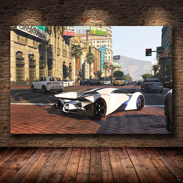 Grand Theft Auto V 게임 포스터, GTA 5 캔버스 아트 프린트 페인팅 벽 그림, 방 홈 장식 벽 장식