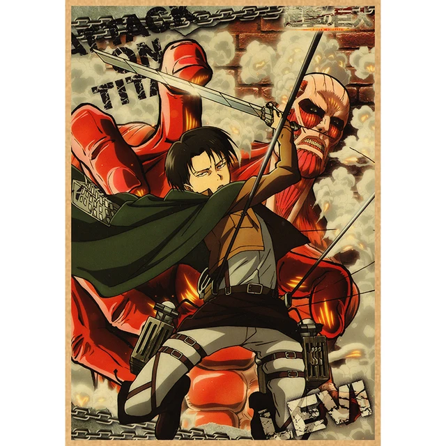 Attack on Titan Anime Poster Decor For Home Posters Room Wall Pictur Kraft Paper Retro And Prints Art Bar Cafe Stickers 22