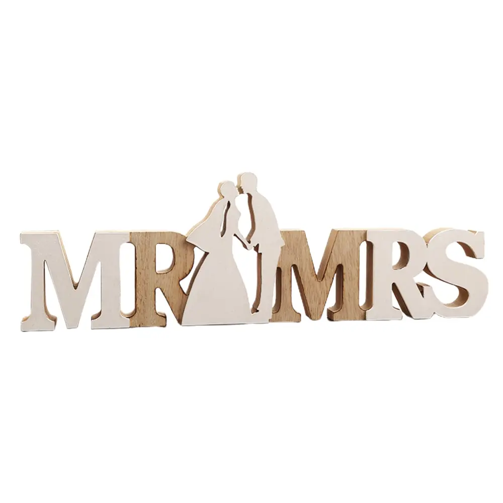 Wooden Standing Letters Sign Personalised Wood Mr & Mrs Letter Logo Wedding Decoration Table 38x12cm | Дом и сад