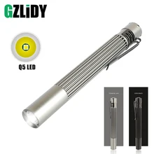 

Mini LED Flashlight Portable Pen Light With Pocket Clip Super Bright Waterproof Aluminum Alloy Torch Powered by 2 AAA Batteries