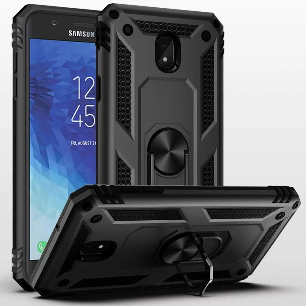 Black Чехол для samsung Galaxy J7, чехол для телефона с кольцом на палец, защита от падения - Цвет: Black