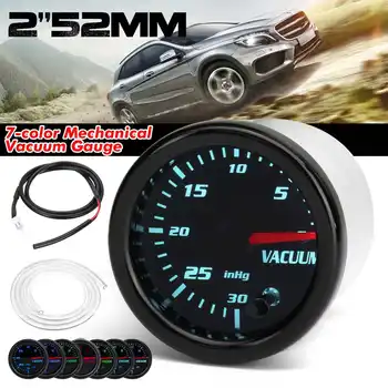 

2'' 52mm Universal Car Mechanical Vacuum Intake Gauge -30 to 0 inhg 7 Color LED Display 12V Auto Odometer Pointer Meter