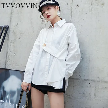 

Korea Solid Color Shirt Female 2020 Spring New Wild Fashion Women Blouses and Tops Irregular Long Sleeve Women Clothing