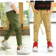Повседневные штаны для мальчиков коллекция года, новые стильные осенние детские штаны из чистого хлопка весенне-осенние брюки для больших мальчиков Стрейчевые штаны корейский стиль