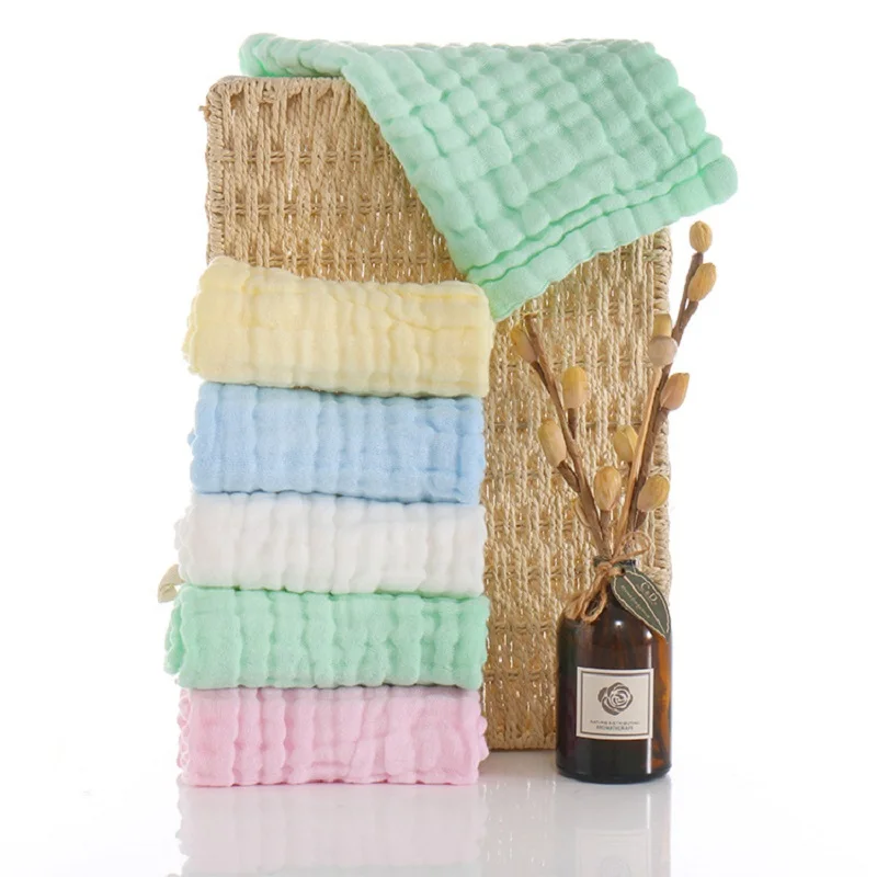 5pcs/Set Muslin 6 layers Cotton Soft Baby Towels Face Towel Handkerchief Bathing Feeding Face Washcloth Wipe burp cloths Stuff 5