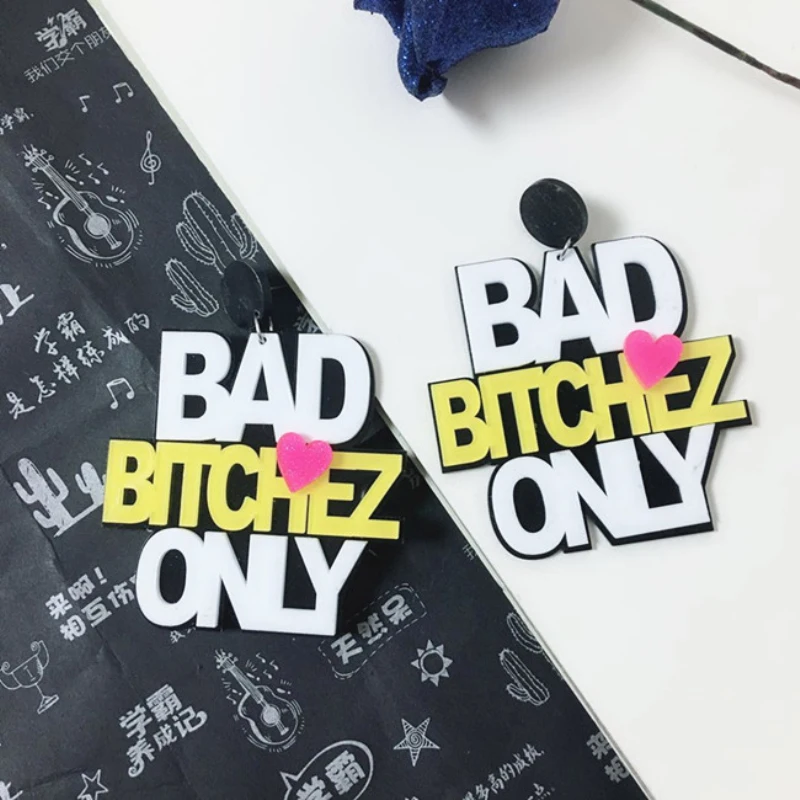 New-Trendy-Acrylic-Gold-RICH-BITCH-Letter-Big-Earrings-For-Women-Pendant-Hip-Hop-Sexy-Red (4)