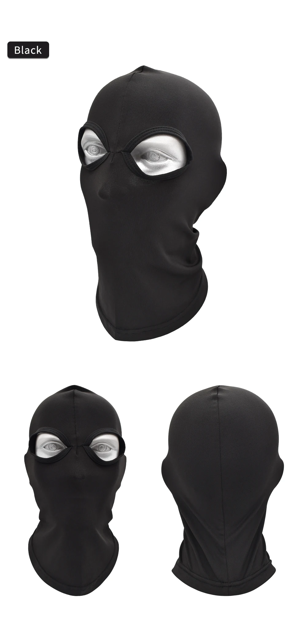 WOSAWE Motorcycle Balaclava Full Face Cover Mask Breathable Three 2 Hole CS Motocross Helmets Beanie Face Masks Black White