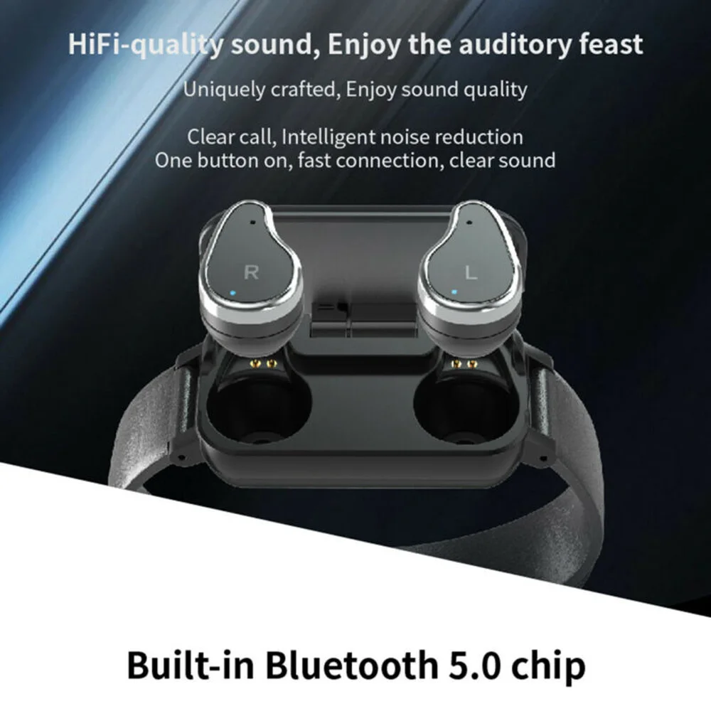 2019 New Smart Watch Bluetooth 5.0 Earphone Men Women Heart Rate Blood Pressure Monitoring T89 Smart watch Men for Android IOS
