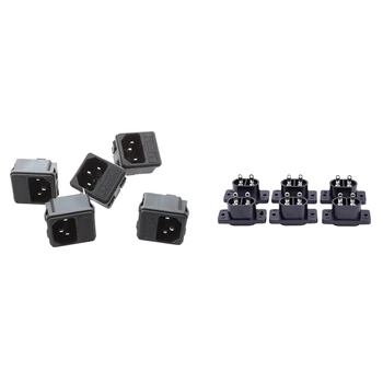 

NEW-5 x IEC 320 C14 Inlet Male Power Plug Sockets with 6 x AC 250V 2.5A IEC320 C7 Socket Solder Cup Pins Power Connector