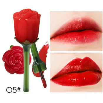 

Waterproof Rose Shape Lip Gloss Moisturizer Lips Tint Glaze Makeup Easy Wear Long-lasting Women Liquid Lip Stick Lip Gloss