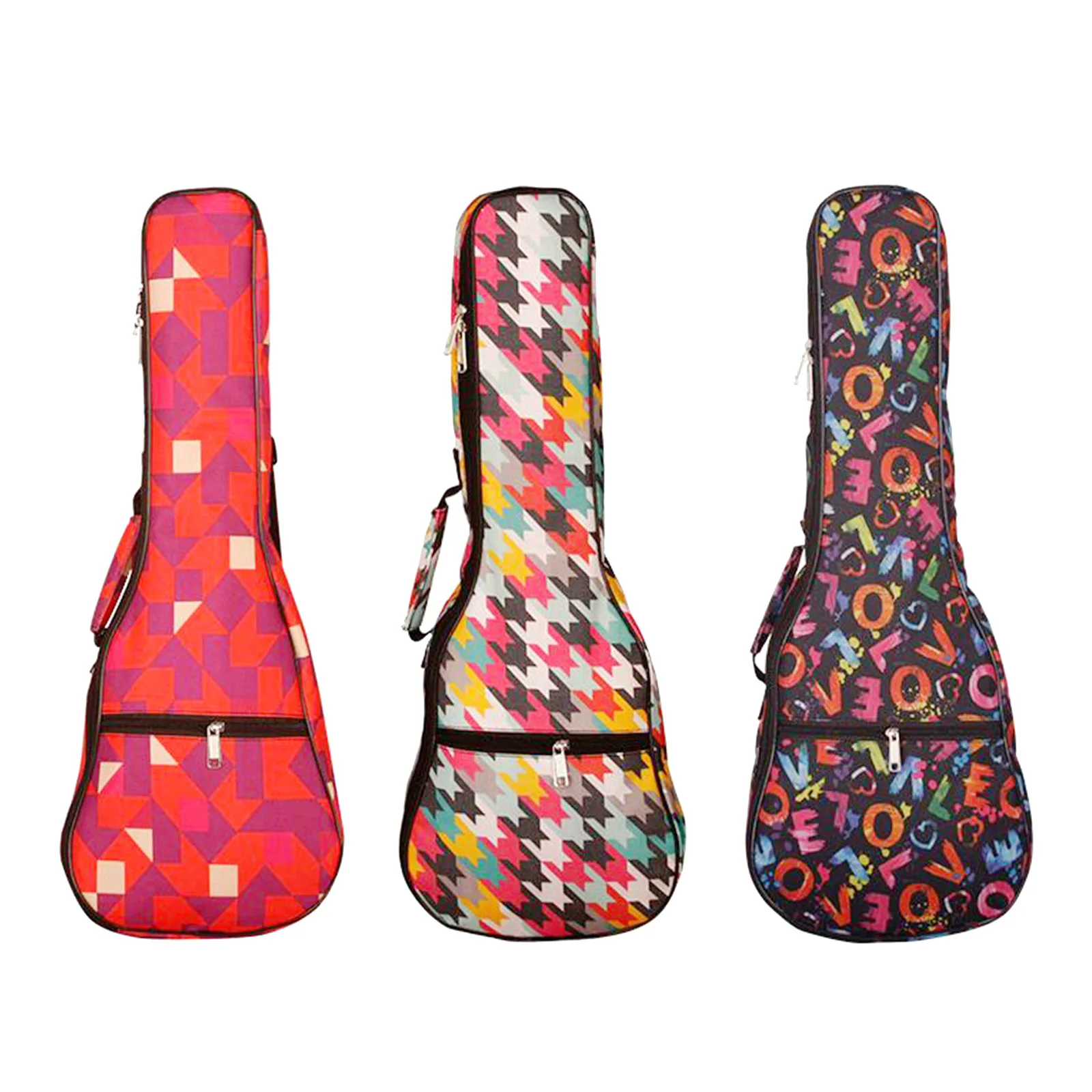 Double Strap Hand Folk Ukulele Carry Bag Cotton Padded Case For 21/23/26'' Ukulele Mini Guitar Parts