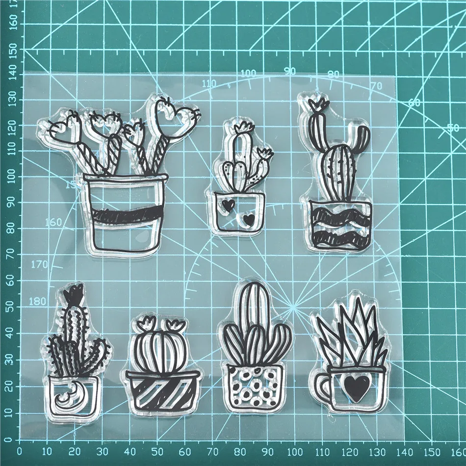 Potted Cactus and Potted Flower Plants Clear Stamps for Scrapbooking New Christmas Stamp for Photo Album Decorative Crafts