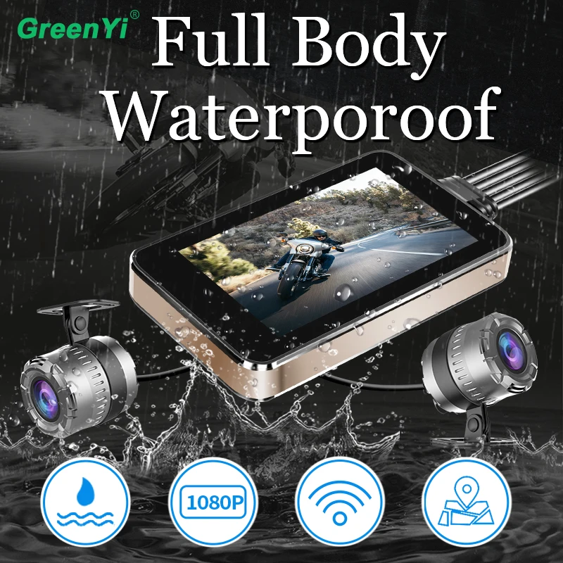GreenYi FHD 1080P мотоциклетный видеорегистратор sprint Водонепроницаемая камера WiFi