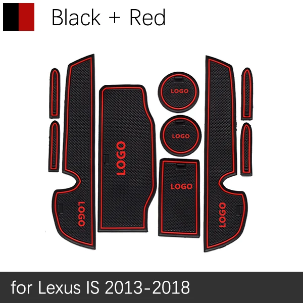 Противоскользящий резиновый слот для ворот коврик для Lexus IS XE30 250 300h 350 IS250 IS300h IS350 2013 Коврик для двери - Название цвета: Red