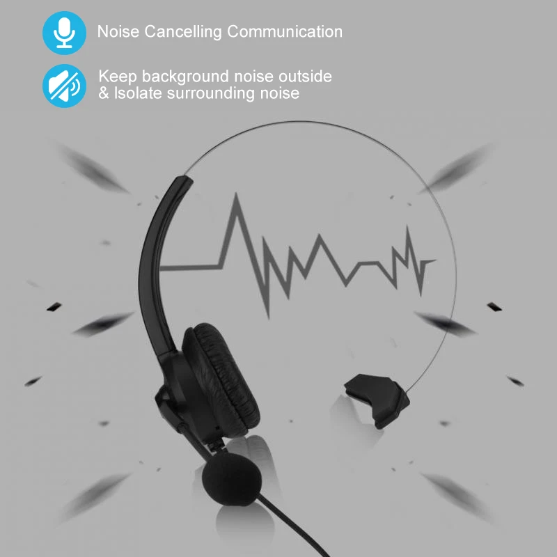 Wired Business Headset With Microphone Telephone Operator Noise Canceling Headphone for Computer Phones Desktop Boxes