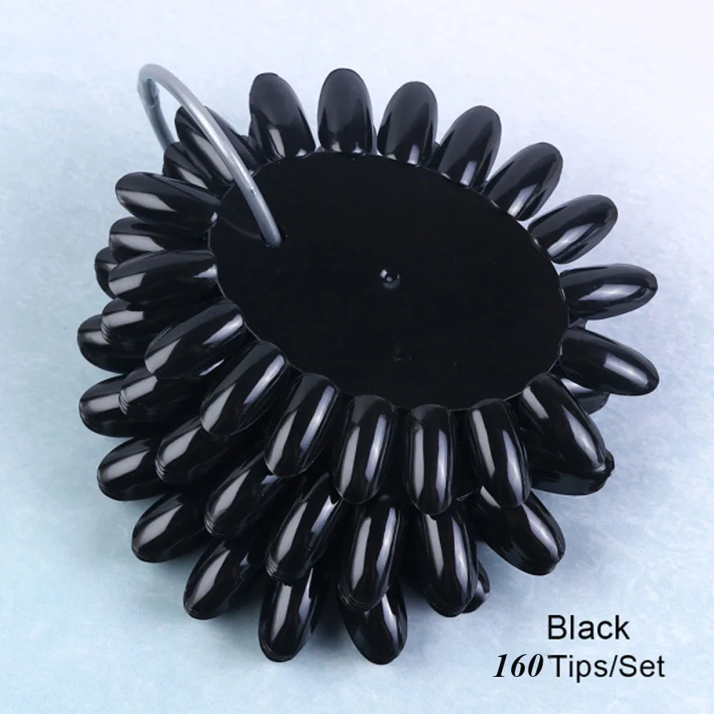 Black 160 шт Профессиональные Накладные накладные ногти с кольцом овальной формы полное покрытие для нейл-арта практичные дисплеи для маникюра инструменты для маникюра LA1513-1 - Цвет: Black