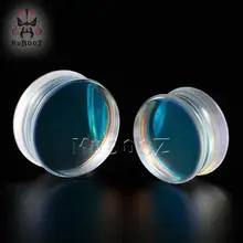 Transparante Kleurrijke Glas Piercing Oordoppen Oorbel Tunnels Strechers Studs Hot Verkoop Fashion Gift Voor Vrouwen Mannen(China)
