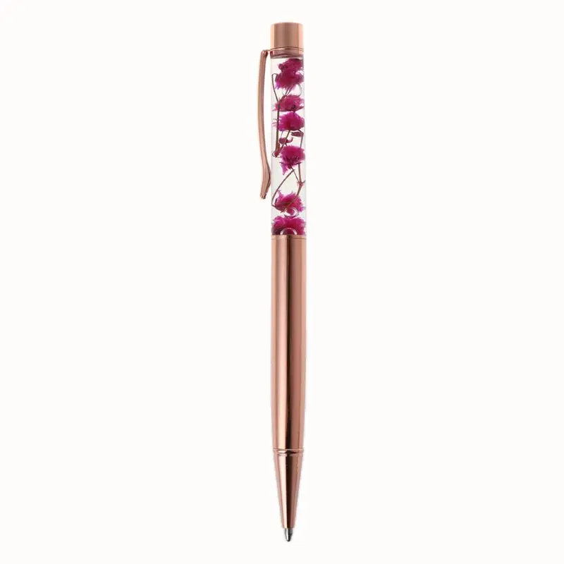rose gold Роскошный Металлический гербарий шариковая ручка, подпись записи черные чернила для ручек школьные канцелярские принадлежности подарок для ученика - Цвет: rose gold